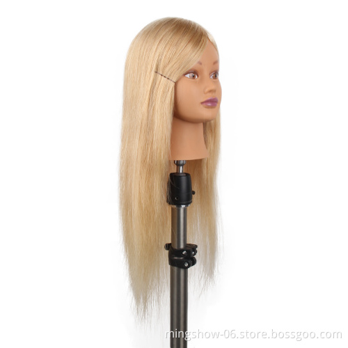 Professional salon 100  realistic human hair training head blond for hairdressers